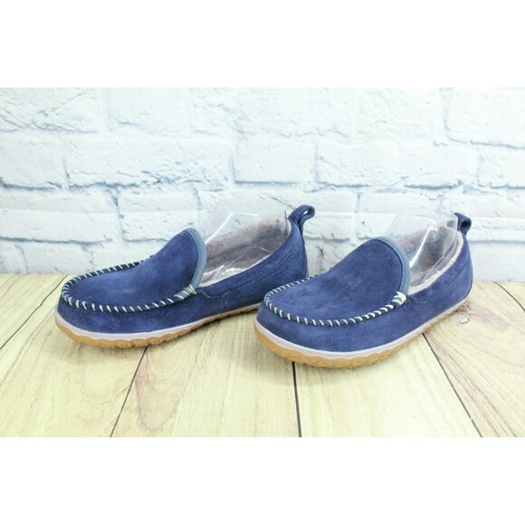 LL Bean Purple Suede Slip-On Fleece Lined Mountain Moccasin Slippers Size 8 M - Picture 2 of 9